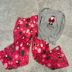 Carter’s Girl’s Santa's Favorite Kids Pajamas Set - Gray and Pink fleece bottoms